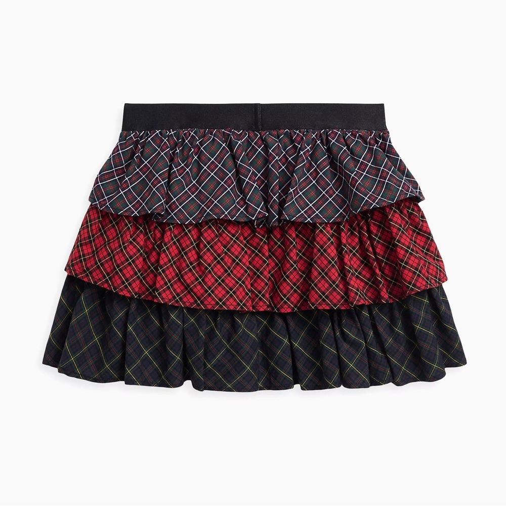 POLO RALPH LAUREN GIRL'S PLAID COTTON TIERED SKIRT. SIZE XL / 16. NWT.